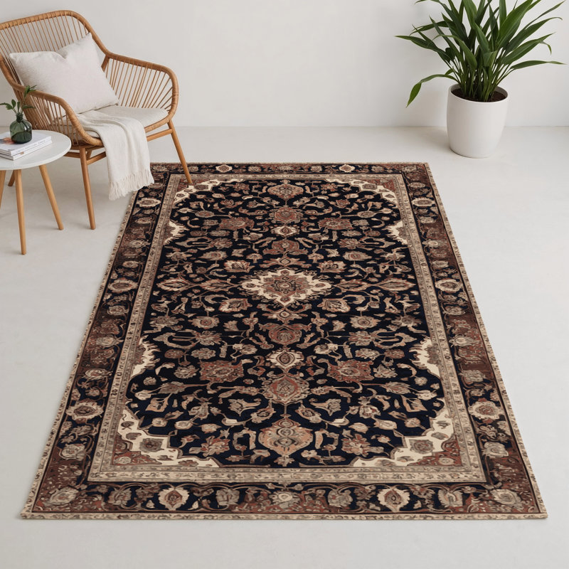 Persian Brown Indoor and Outdoor Area Rug, Rectangle 5' x 7'