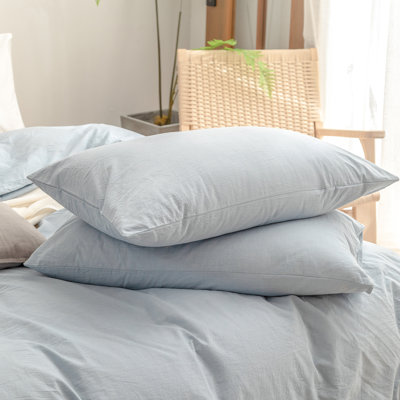 BESTOUCH 100% Washed Cotton Pillowcase Linen Feel Soft Breathable