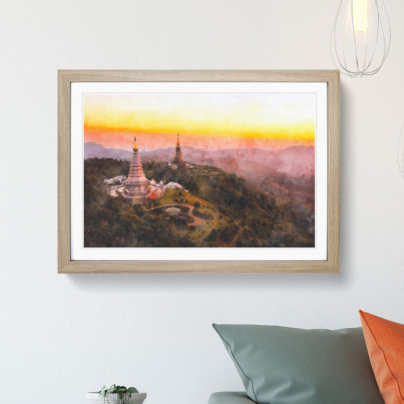 Doi Inthanon Ban Luang Thailand - Picture Frame Graphic Art Print, 24cm H x 33cm W x 2cm D, Oak Framed