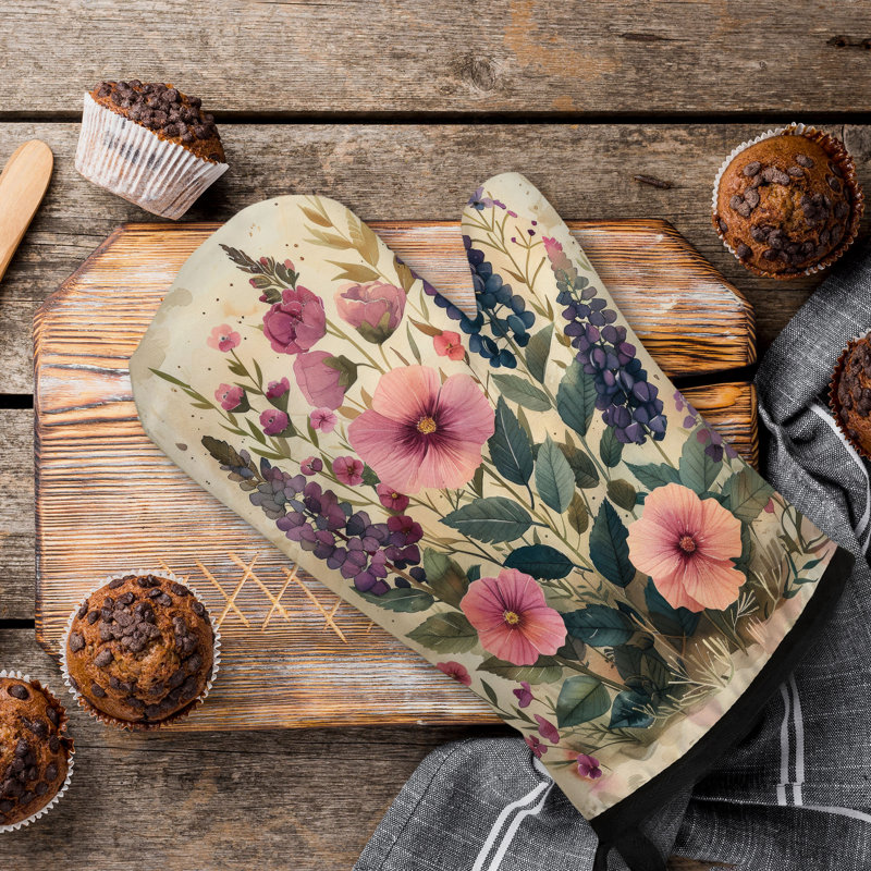 Rustic Petals Oven Mitt Cotton Twill