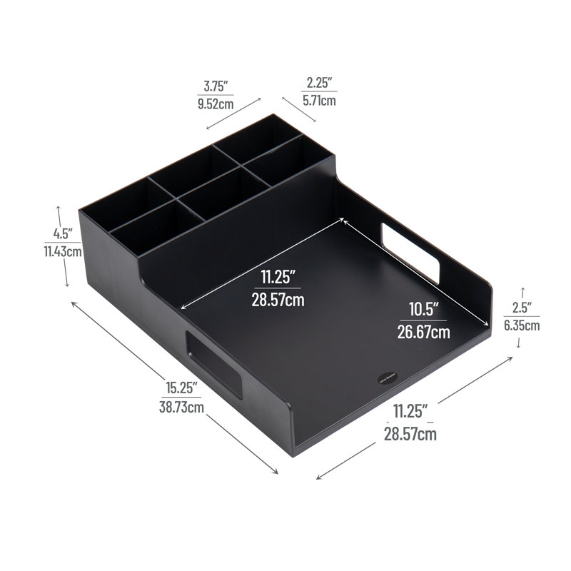 Black Plastic 7-Compartment Cutlery Organizer Tray