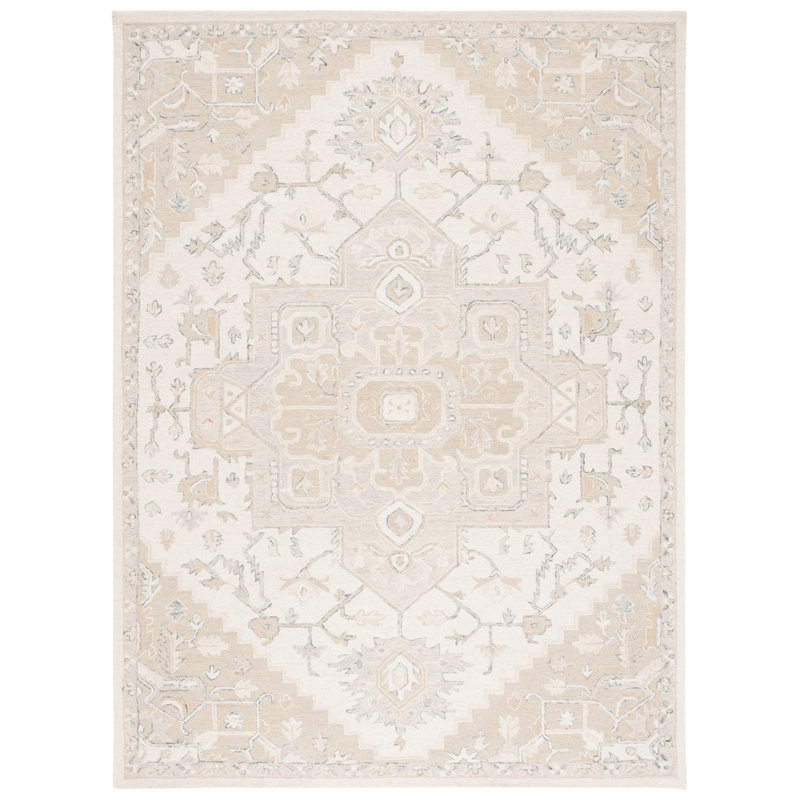 Lauren Ralph Lauren Percy Hand Tufted Wool/Cotton Oriental Rug in Ivory/Beige, Rectangle 9' x 12'