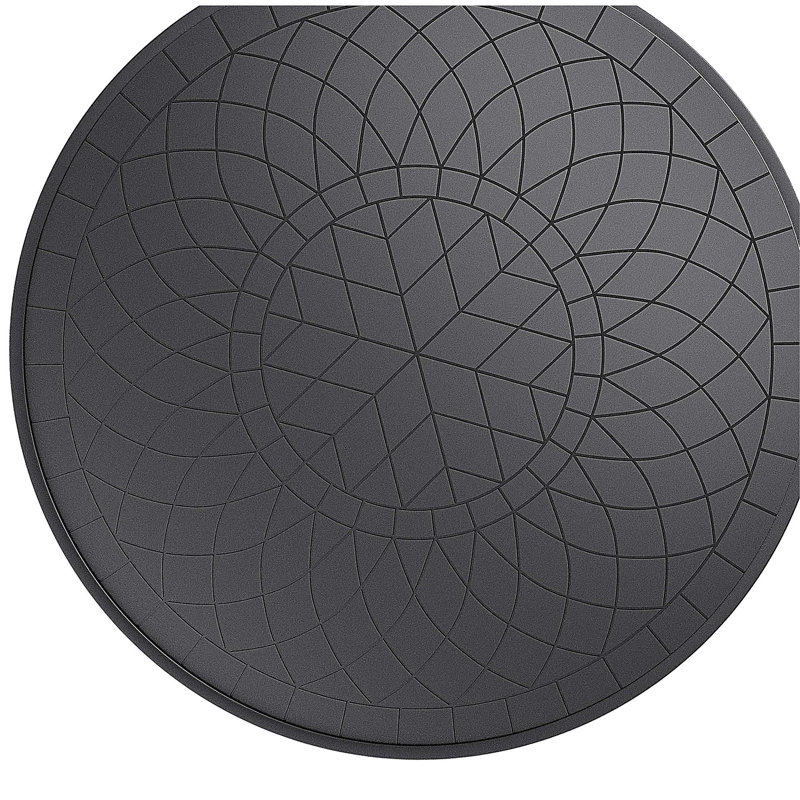 Table de salle à manger 47,24 pouces en fonte d'aluminium avec structure noire et texture sculptée sur le plateau de table