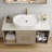 Modern 39.4 Wall-Mounted Bathroom Vanity with Oval Ceramic Sink Floating Vanity Multi-Layer Solid Wood Cabinet Soft-Close Drawers Open Shelf Storage-2138491226