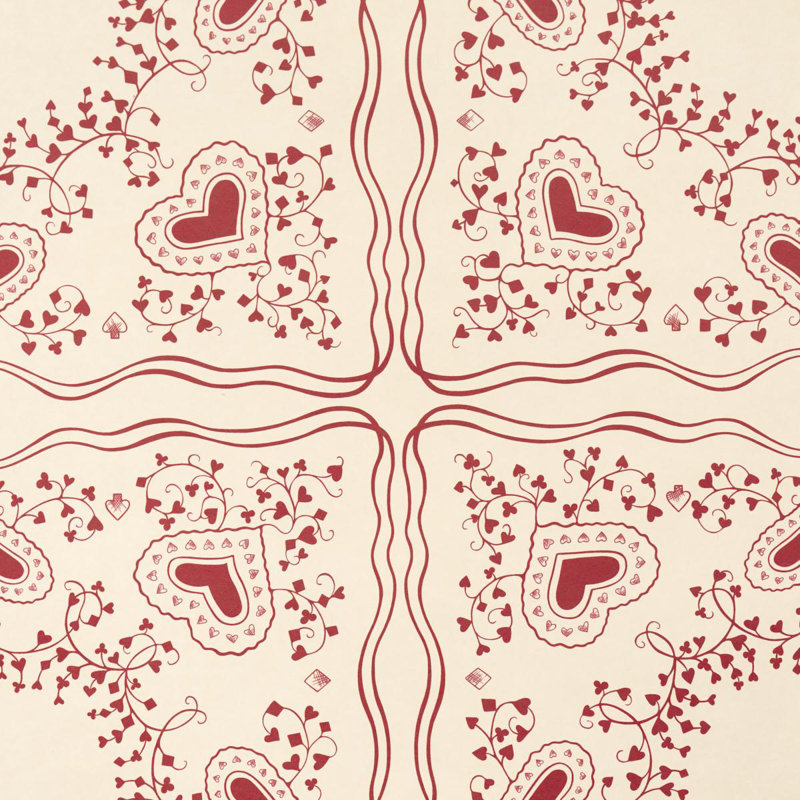 Papier peint Schumacher X Garden Of Hearts, Rouge