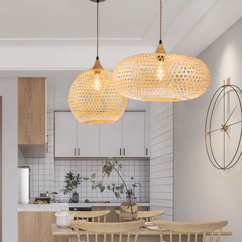 Luminaire suspendu en rotin naturel 1 lumière