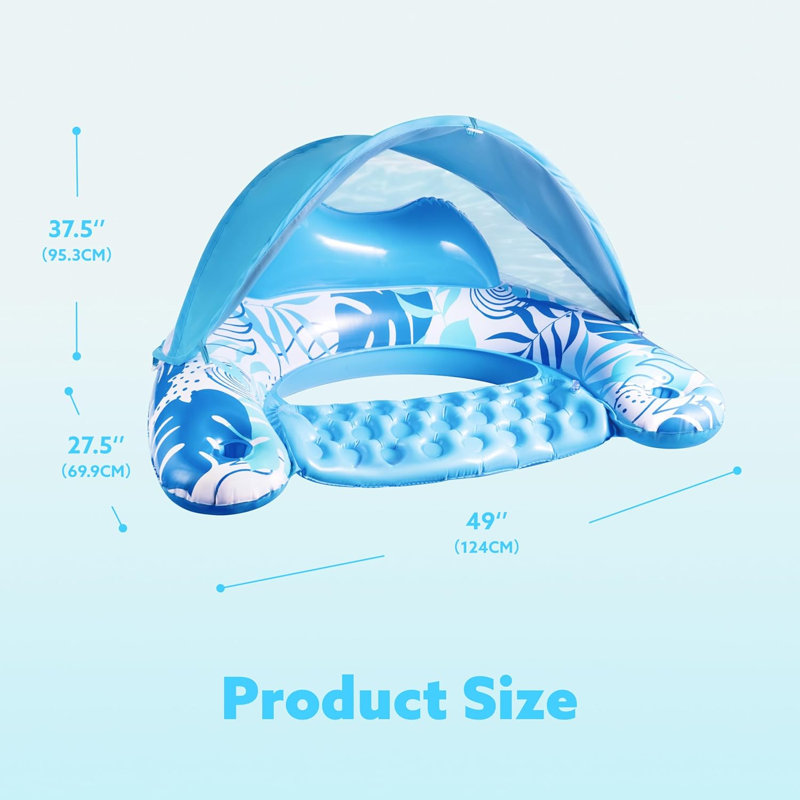 Flotteur de piscine avec auvent gonflable pour adulte