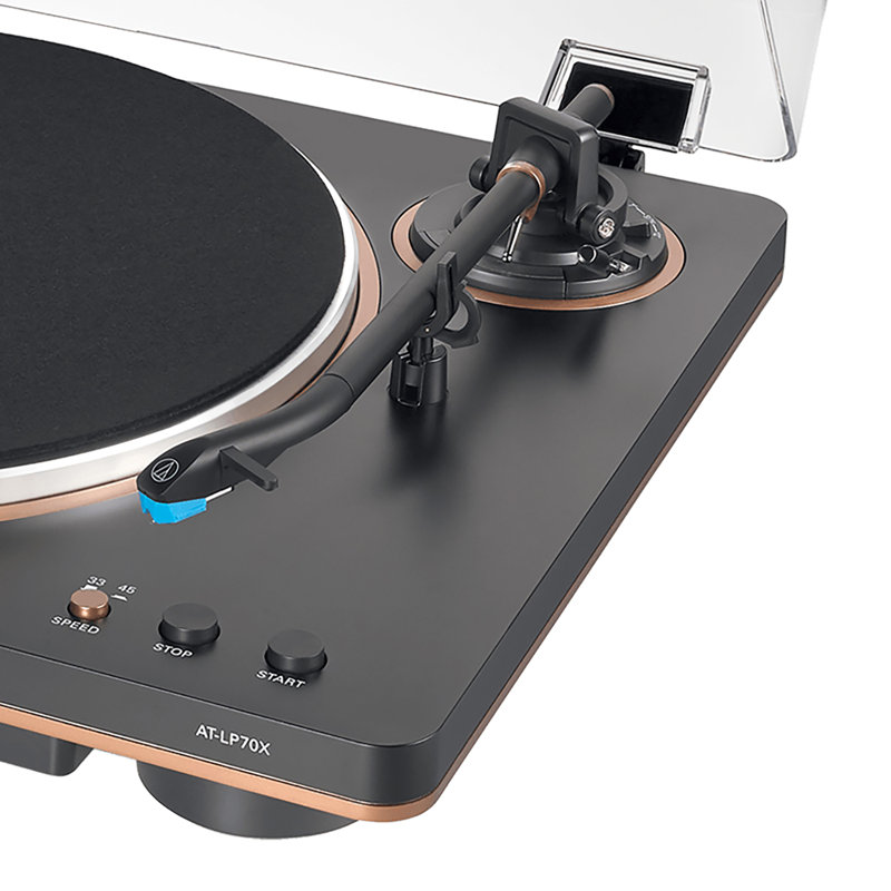 Audio-Technica AT-LP70X Fully Automatic Belt-Drive Turntable (Black/Bronze), Black/Brown