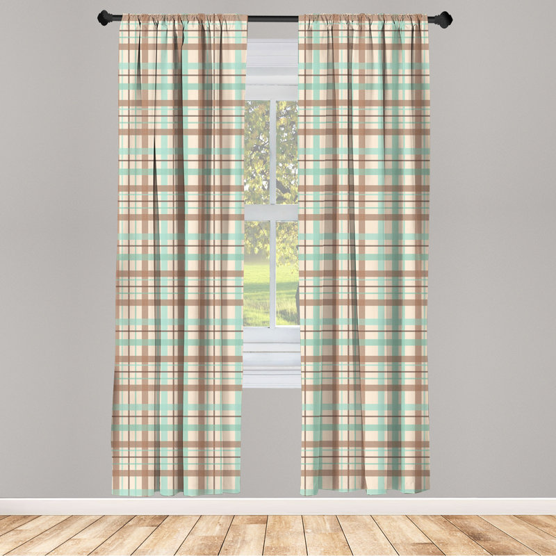 Abstract Semi-Sheer Rod Pocket Curtain Panels, 28" x 84"
