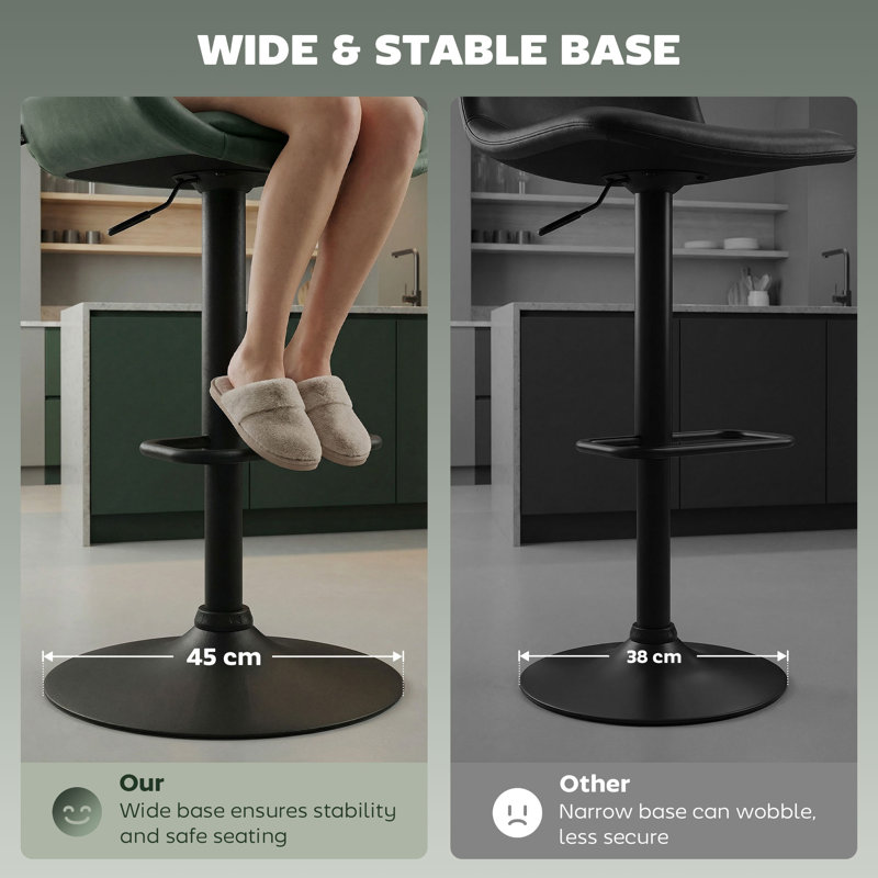 Adjustable Height Counter Stool with Metal Frame, Green