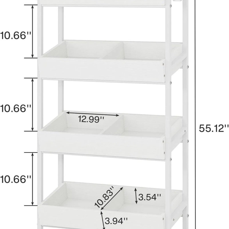 Étagère de rangement autoportante à 4 niveaux à 4 niveaux avec crochets latéraux pour garde-manger à domicile et pour la vente au détail