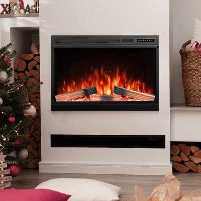 36"Electric Fireplace Insert,Four 3D Color with Log and Flame, Adjustable Flame Speed