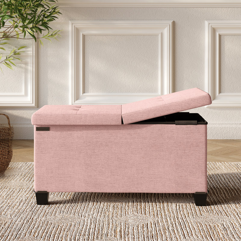 Banc de rangement avec repose-pieds Vérrant, H 15 po x l 30 po x P 15 po, Pink
