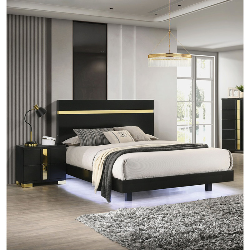 Modern 3pc Bedroom Set, Black, Full