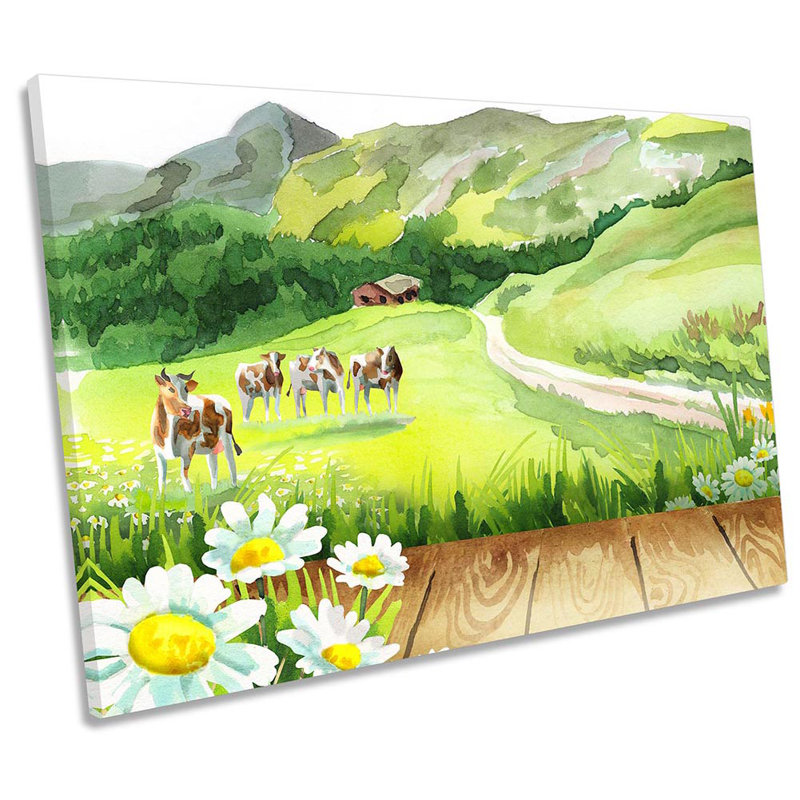 Summer Cows Landscape Framed - Wrapped Canvas Print, 40.6cm H x 61cm W x 2cm D