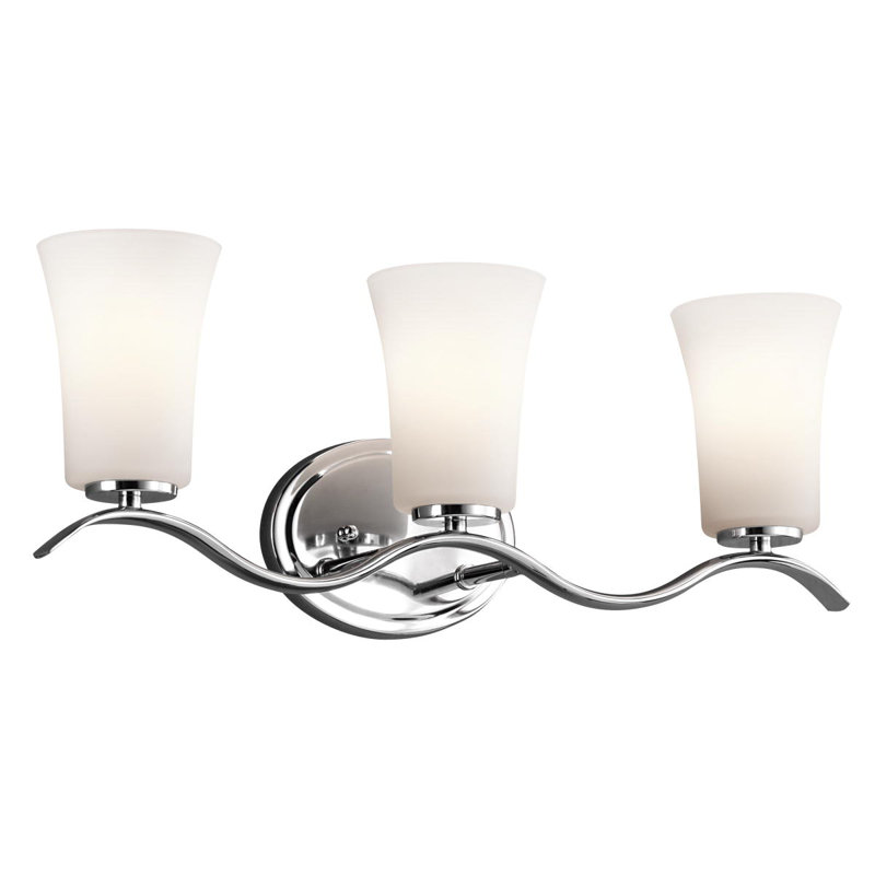 Éclairage pour salle de bain 3 lumières Guerro, Nickel brossé, Incandescent