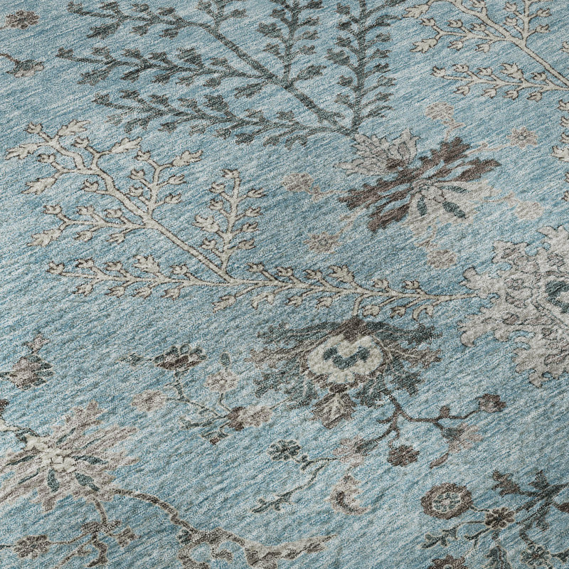 Premium Machine Washable Gurubaksh AMF1156 Floral Rug, Round 8'
