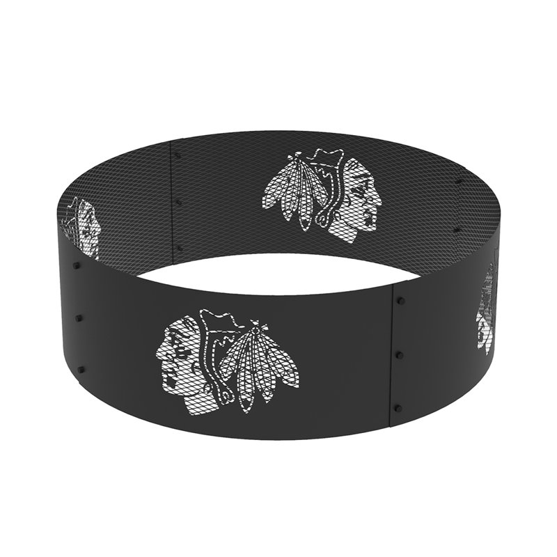Round Steel Wood Burning Fire Pit, Chicago Blackhawks
