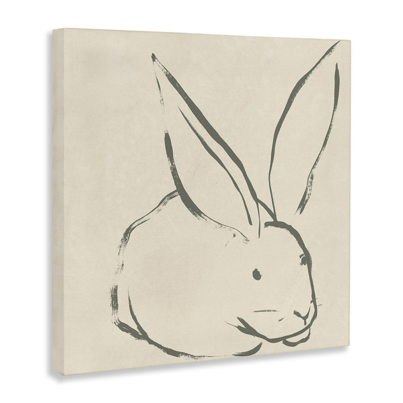 «Simple Rabbit Outline», art mural sur toile par June Erica Vess, H 36 po x l 36 po
