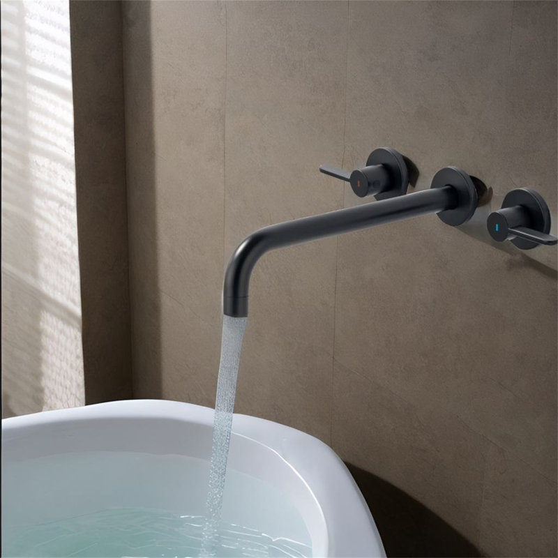 Robinet de baignoire 2 poignées, Noir mat