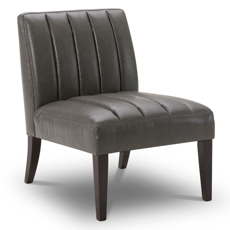 Fauteuil d'appoint sans accoudoirs, Similicuir rétro gris