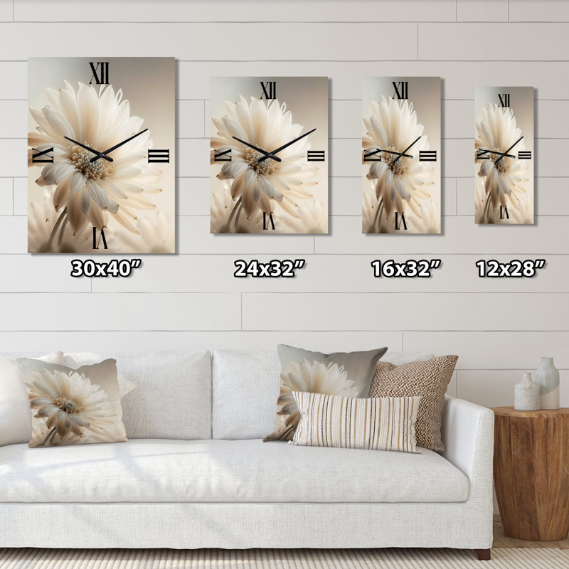Horloge murale Gerbera Flowers III - Floral Daisy, H 32 po x l 24 po x P 1 po