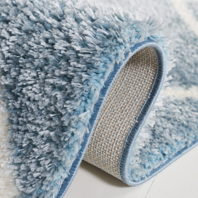 Geometric Blue/White Area Rug