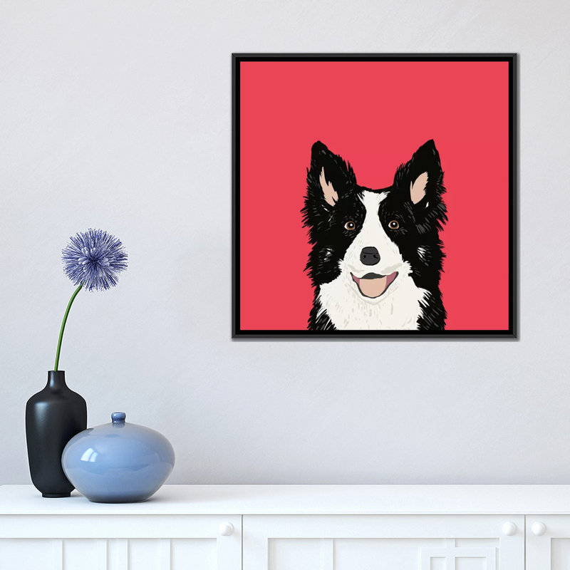 «Border Collie», impression sur toile tendue, H 18 po x l 18 po x P 1,5 po, Toile avec cadre noir, Pas de tapis