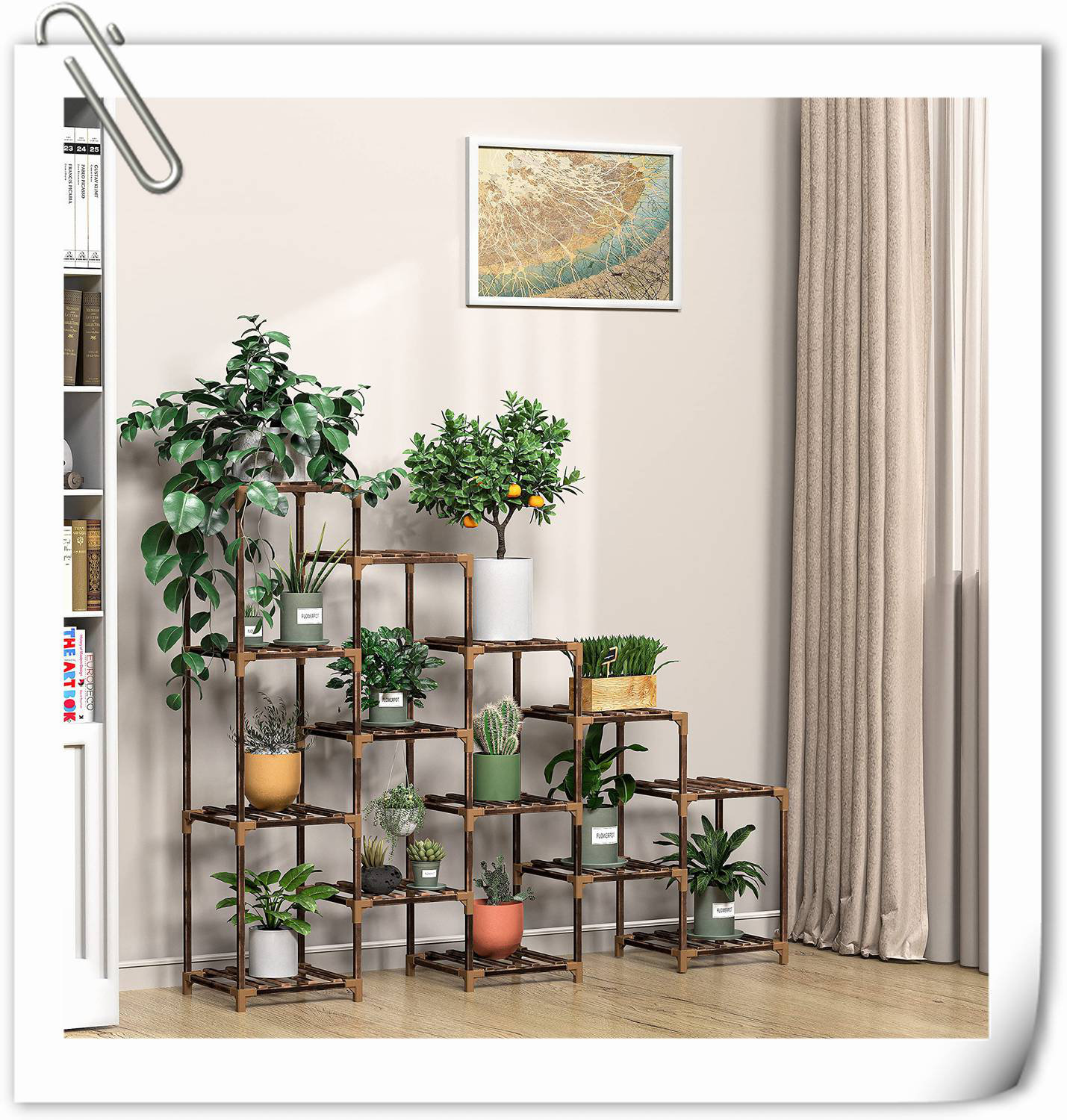 Arlmont & Co. Wood Plant Stand Indoor, Outdoor For Multiple Plants ...