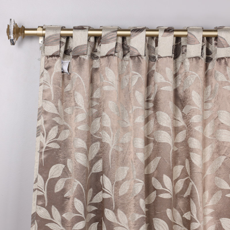 Espresso Leaves 52" x 84" Blackout Curtains with Back Tabs
