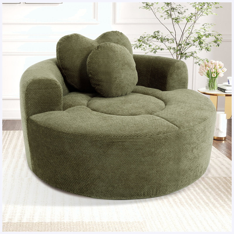 Canapé-lit rond convertible avec canapé modulaire en mousse à mémoire de forme, canapé Cloud avec 3 coussins décoratifs, vert