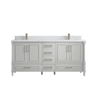 Aberdeen 72'' Double Bathroom Vanity with Quartz Top