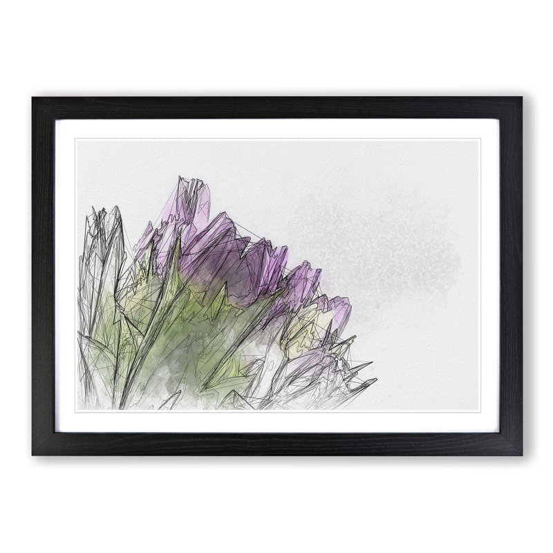 Yellow & Purple Tulips in Abstract - Picture Frame Graphic Art Print, Black, 50cm H x 76cm W x 2cm D