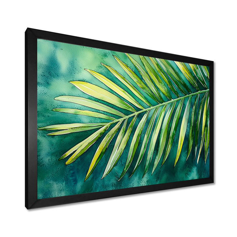 «Green Tropical Safari Palms II», art mural palmier, Reproduction d'une seule photo avec cadre, Noir, H 12 po x l 20 po