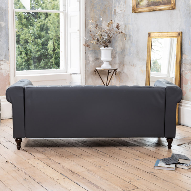Schubert 3 Seater Faux Leather Sofa, Grey