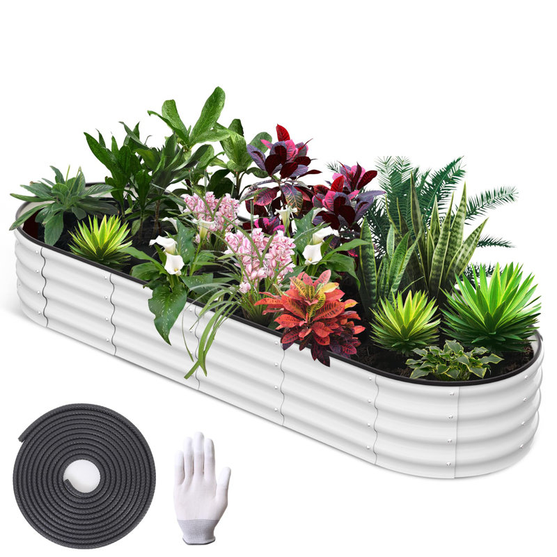 Raised Garden Bed,Galvanized Raised Bed,Garden Boxes Outdoor,Open-Ended Base Galvanized Planter,Planter Raised Boxes,Metal Garden Box for Vegetables, Flowers,Rubber Edge, Planter Garden Boxes Outdoor