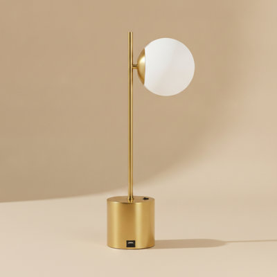Lampe de table (de bureau) en laiton Antonino avec charge USB intégrée