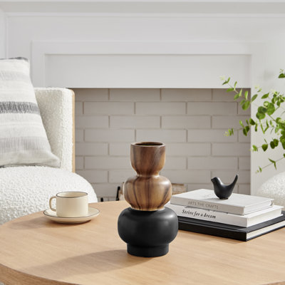 Vase de table moderne Masanari Kande Carafe - noir et noyer - petit