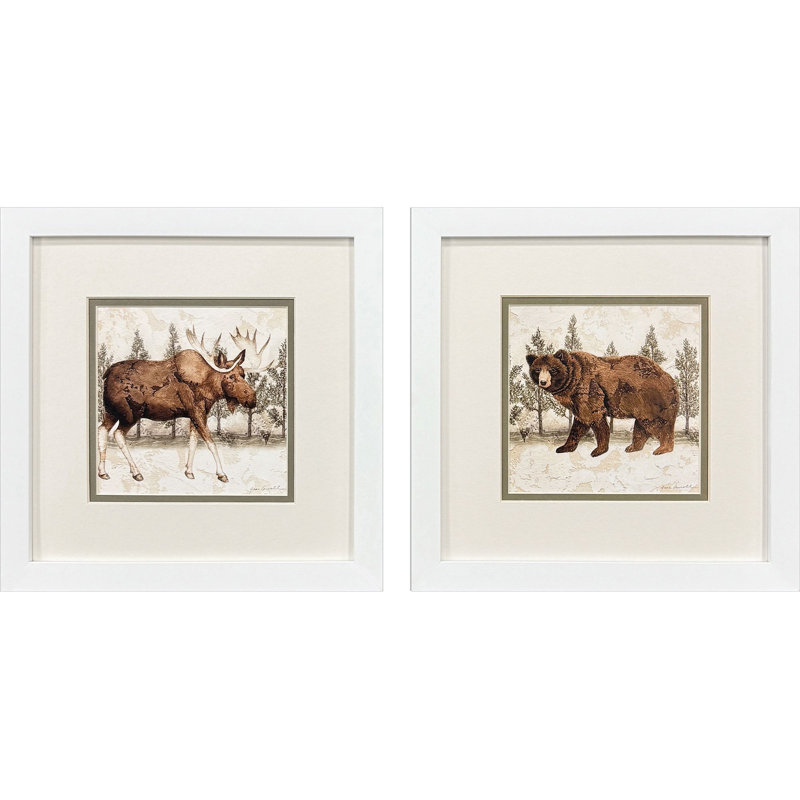 Lodge Moose Bear Framed Art