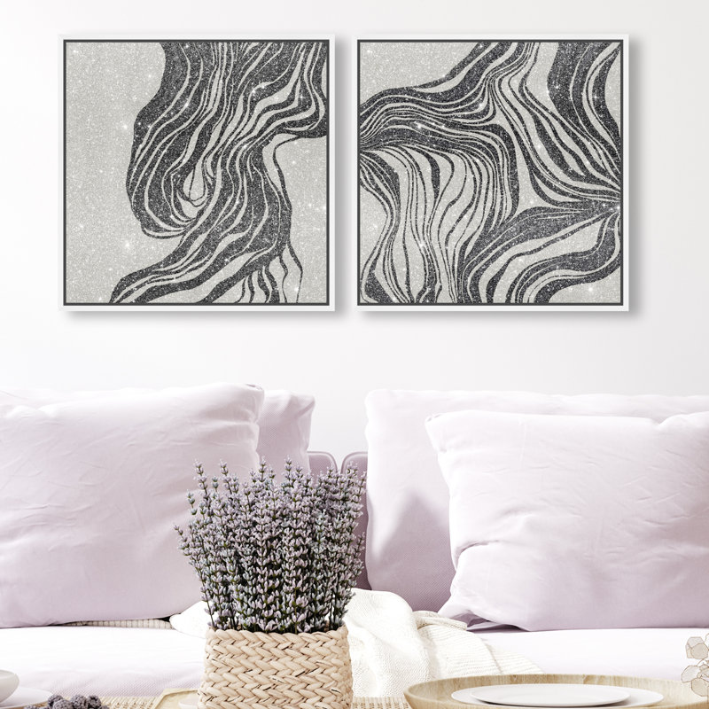 Emotional Set Canvas Abstract Print by Oliver Gal, Black Frame, 12 x 12, 17"H x 17"W, White Floater Frame