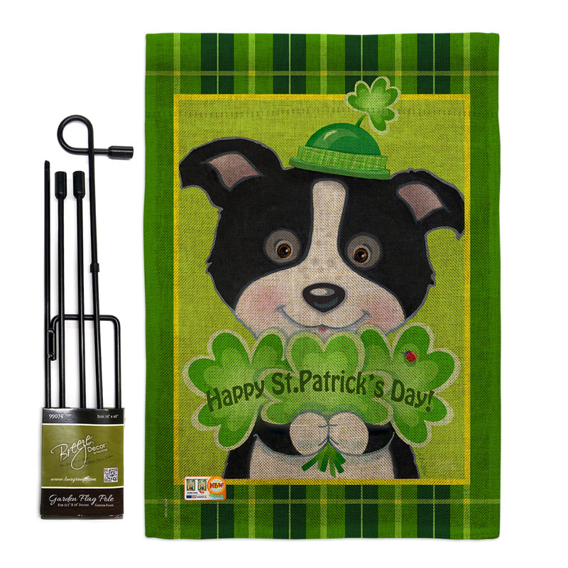 "st patrick" , impression en polyester de 2 côtés 18,5 x 13 po ensemble de drapeau