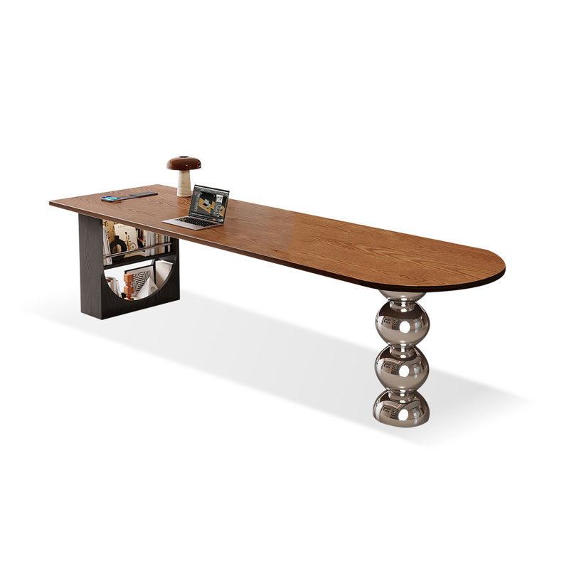Bureau rectangulaire brun en bois massif, H 29,53 po x l 70,87 po x P 23,62 po