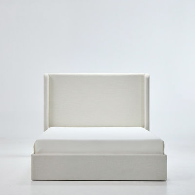 Carmen Upholstered Wingback Bed / Upholstered Platform Bed Frame / 52" High Headboard / Simplicity / Minimalist / California King