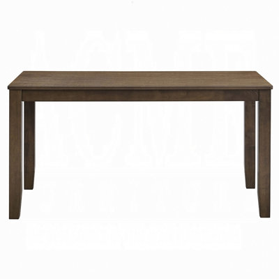 Walnut Finish Rectangular Dining Table Solid Rubber Wood Kitchen Furniture