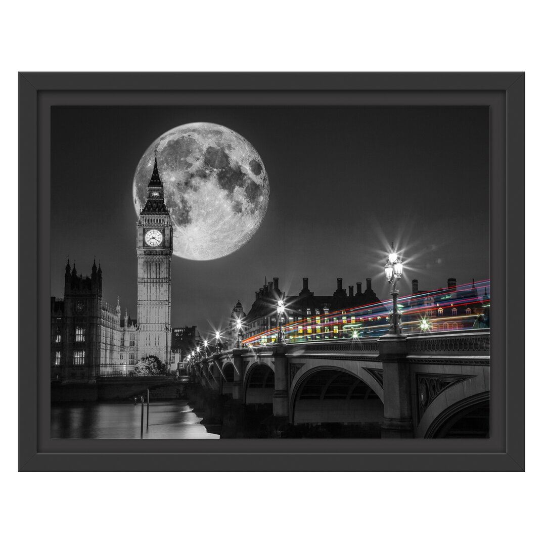 Gerahmtes Wandbild Big Ben mit Mond London