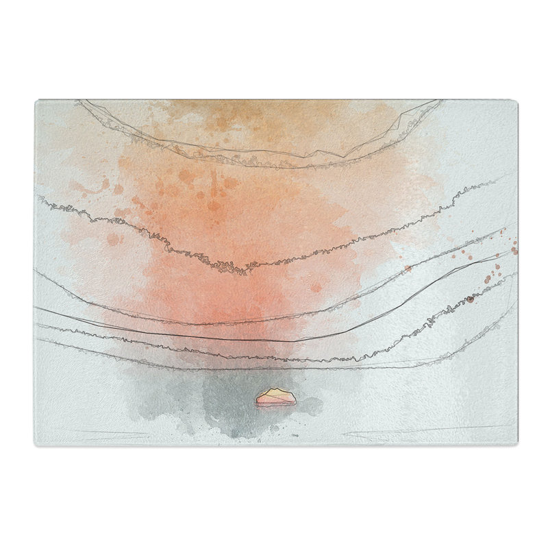Tempered Glass Glorious Sunset Chopping Board, 20 cm x 28.5 cm