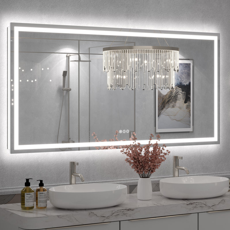 Miroir de salle de bain Molly Framelss, 60 po x 30 po, Transparent