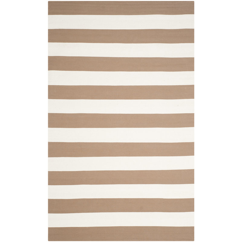 Tapis rayé en coton tissé à la main Dirit, Rectangle 6 pi x 9 pi