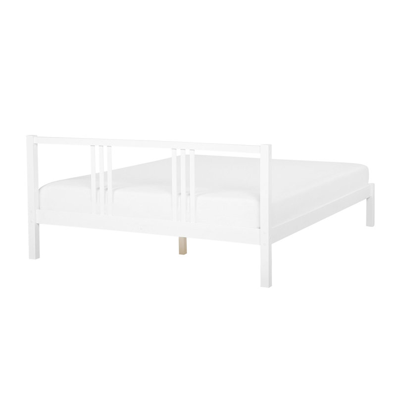 Kinch Solid Wood Bed, White, European Double (140 x 200 cm)