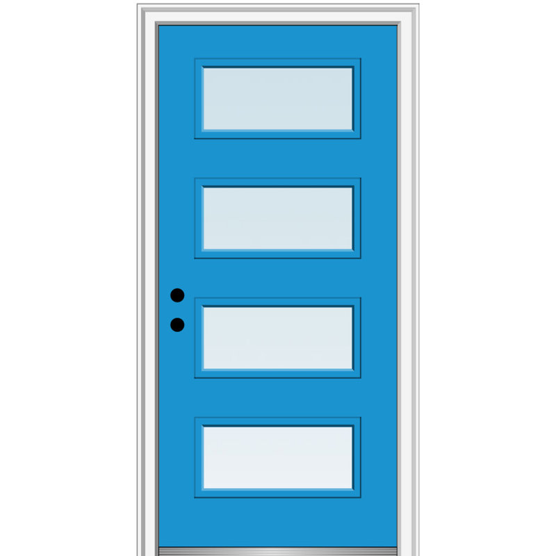 Bahama Blue 36" x 80" Fiberglass 4-Lite Exterior Door